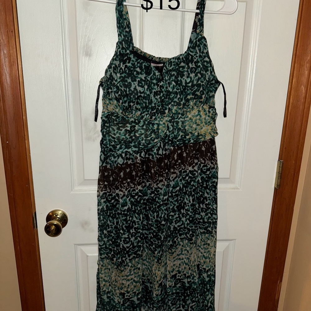 Green Ruched Tie Front Maxi Sundress